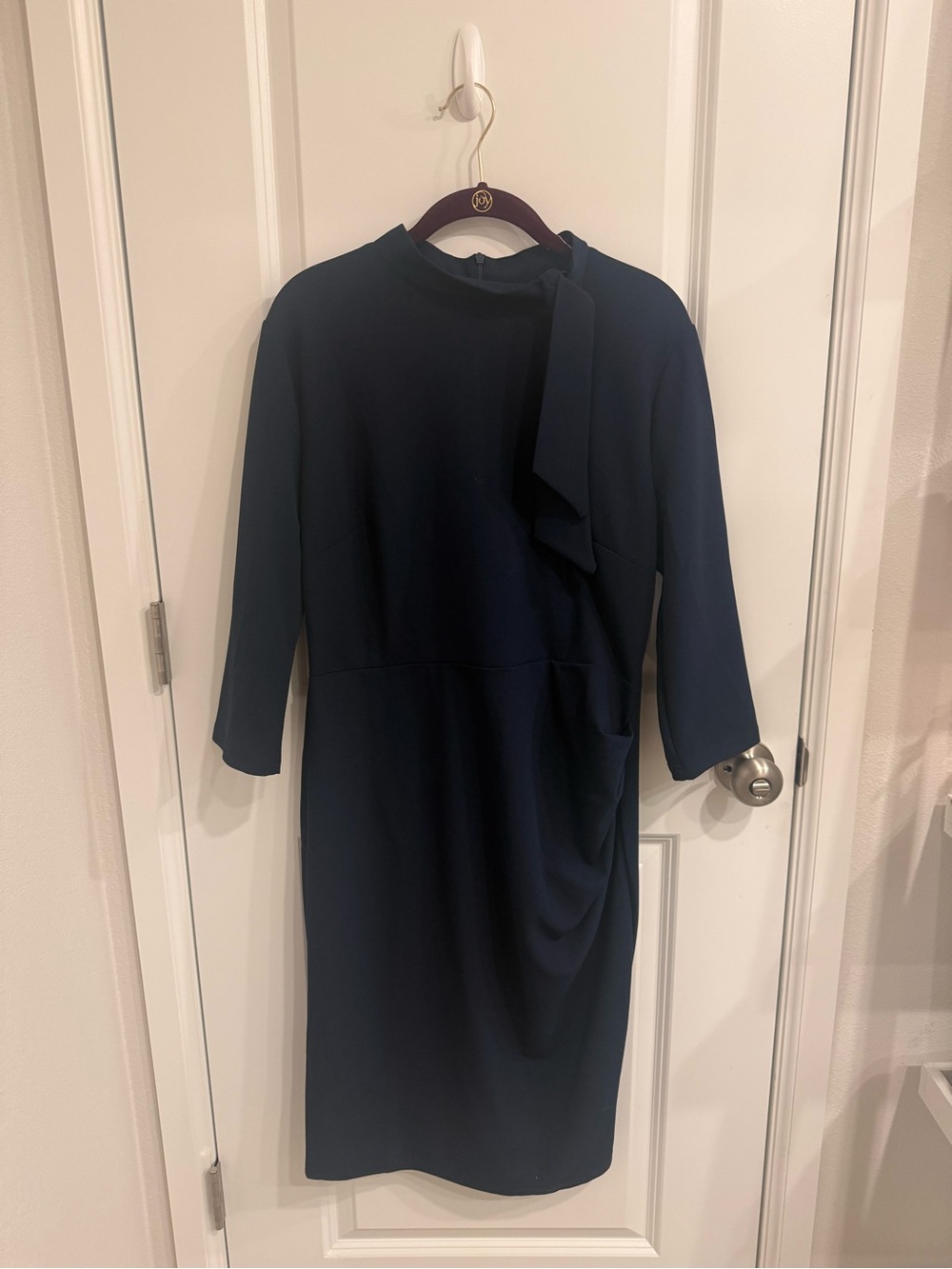 Miusol Navy Midi Sheath Dress with Neck Bow
